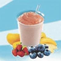 Amazing Smoothie 😋 · Strawberry, banana, blueberry, mango and low fat yogurt.