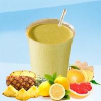 Vitamin c booster juice · Lemon orange grapefruit pineapple ginger
