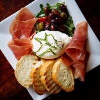 Prosciutto and Burrata · toasted baguette, olives