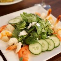 Cava Salad · mixed greens, shrimp, tomatoes,
goat cheese, avocado, balsamic vinaigrette