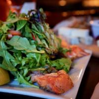 Salmon Salad · mixed greens, cherry tomatoes, green beans, grilled salmon, sherry vinaigrette
