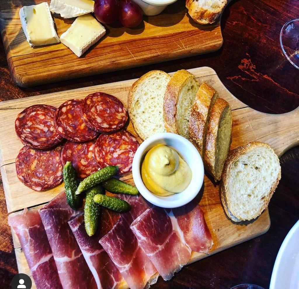 Charcuterie Choice of 3 · Served with toasted baguette, dijon, cornichon