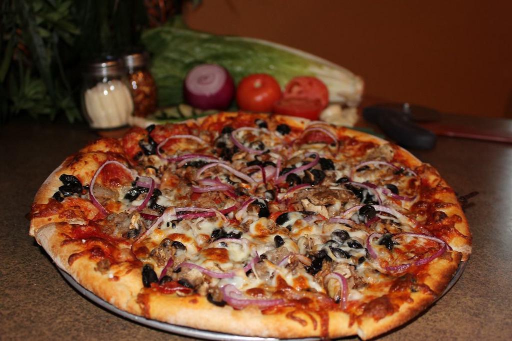 Combo Pizza · Pepperoni, Italian sausage, mushrooms, olives and red onions. Hand made dough is west coast style with flair from back east. Brick fried with the perfect amount of crunch. Made your favorite way with fresh toppings and our whole milk mozzarella.