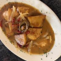 Chicken Giambotta · Sauteed chicken breast with cherry peppers, potatoes, onion and sausage in a light brown sau...
