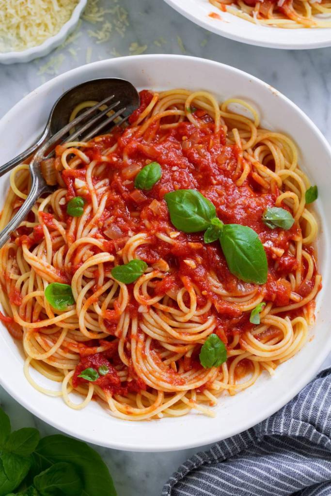 Spaghetti with Marinara · Served with hot garlic bread.