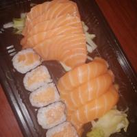 9. Salmon Lover · 5 pieces sashimi, 3 pieces sushi and salmon roll.