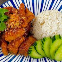 Kra Tiem Crispy Fish Fillet  · crispy fish fillet sautéed with garlic, pepper & garlic sauce. Served with rice