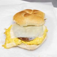 Sausage Egg and Cheese Sandwich · A Scrambled Egg  with sausage on any type of bread you would like made fresh.
