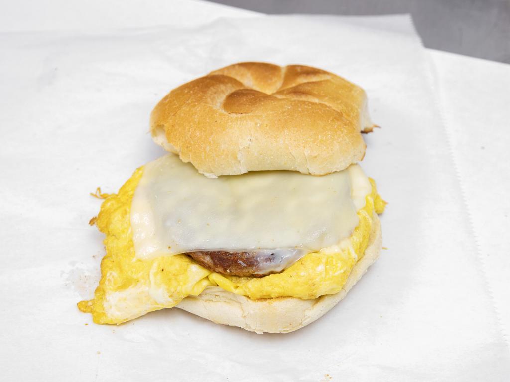 Sausage Egg and Cheese Sandwich · A Scrambled Egg  with sausage on any type of bread you would like made fresh.