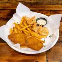 Fried Tilapia and Shrimp Combo · Fried tilapia with 4 fried shrimp, served with french fries, lemon and tartar sauce