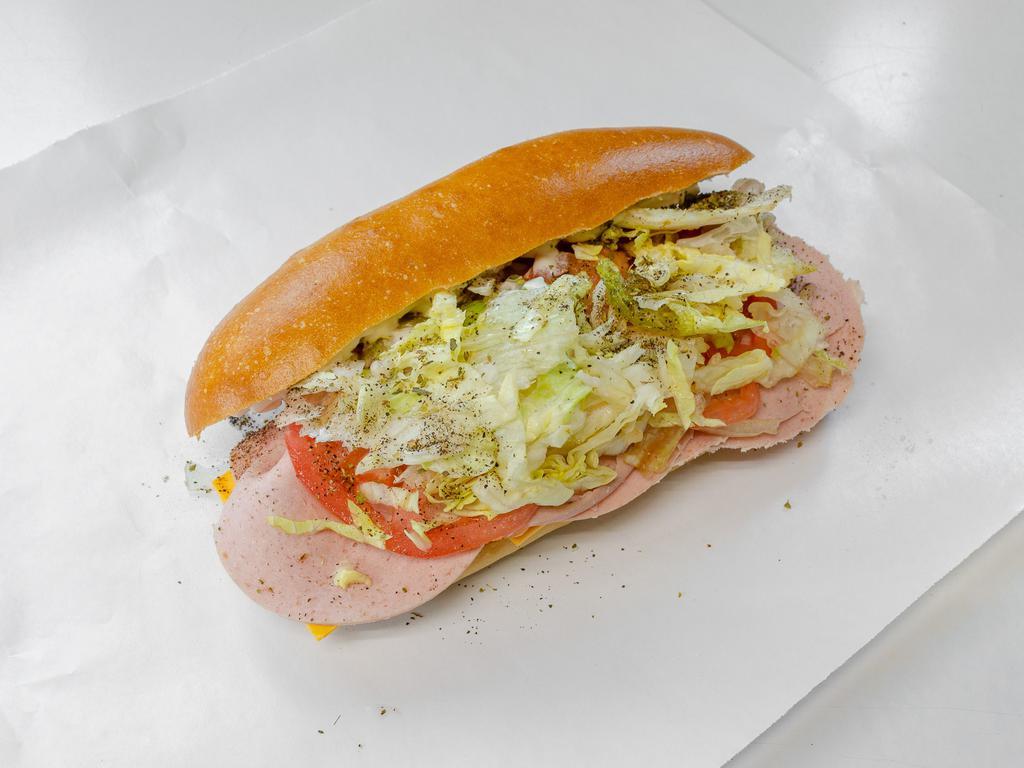 Bologna and Cheese Sandwich · Lettuce, tomato, onion, oil, vinegar, salt, paper, and mayo.
