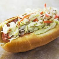 Slaw Dog · VLBBQ's delicious Cole Slaw on top of a All Beef Large Hot Dog w/ VLBBQ's Award Winning BBQ ...