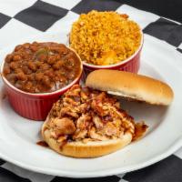 62. Pulled Chicken Sandwich · Victory Lane BBQ’s Smokin’ Chicken rubbed whole chickens pulled to perfection.  Comes with o...