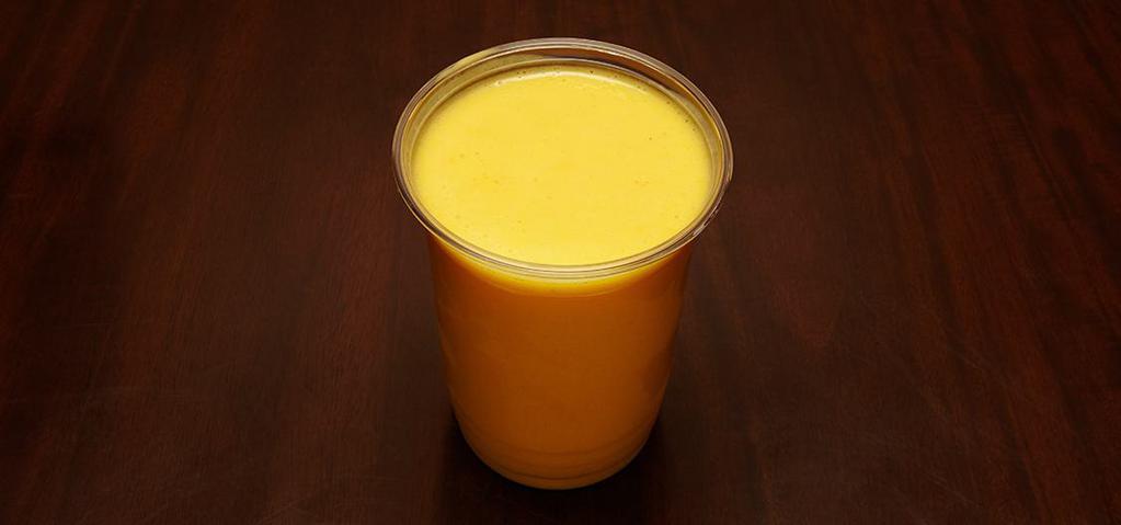Mango Lassi · Traditional cold and refreshing yogurt based drink made with mango pulp. Gluten free.