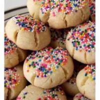 Polvorones - Sprinkles · Long vanilla cookie with sprinkles on top. 