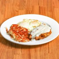 Chicken Fried Steak & Eggs · Hand breaded and topped with our sausage gravy. Served with eggs and your choice of hash bro...