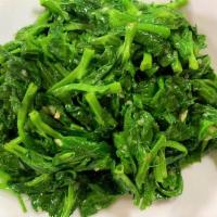 V5. Sauteed Snow Pea Sprout 蒜炒豆苗 · 