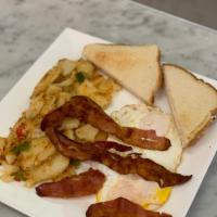 Platter · 2 eggs, cheese, any meat, home fries and toast
