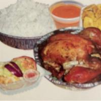 Family Combo (1) · Baked chicken.lg. Rice, md. Beans, salad fried green plantains and 2 Lt soda