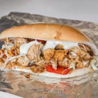 Chicken Philly · Topping choices: onion, green peppers, mushrooms, mozzarella cheese and mayonnaise sauce.