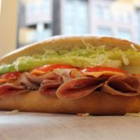 Ham and Salami Sandwich · Provolone cheese, lettuce, arugula and oil and vinegar. 