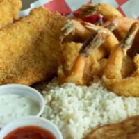 2 Fish and 6 Shrimp · Your choice of catfish or tilapia with 3 butterfly shrimps.
