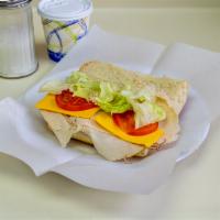 Turkey Sandwich with Cheese · Poultry sandwich.