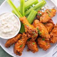 50pcs Buffalo wings · Served with celery sticks & blue cheese