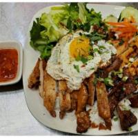 Combination Rice Plate · Grilled chicken, pork and beef meat combination.