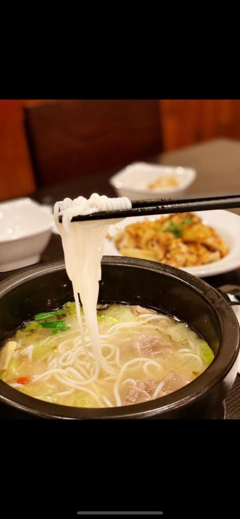 Classic Crossing Bridge Rice Noodle Soup · Soup with thin noodles made from rice flour.  