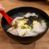 Shrimp &pork wonton soup 虾仁馄饨汤 · Ingredients: shrimp, pork, sesame oi, scallion, flour, egg