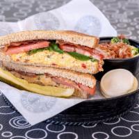 Pimento Cheese BLT Sandwich · Our traditional or spicy pimento cheese, crispy bacon, fresh lettuce and sliced tomato. Serv...