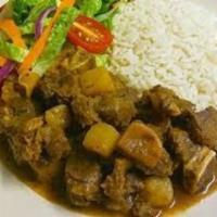 Small Curry Goat · Curry seasoned dish. 