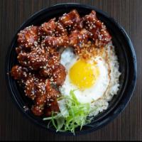 K-Chicken and Rice Bowl · Crispy Korean fried chicken (with your choice of signature sauce) over garlic fried rice top...