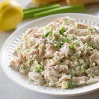 Chicken salad · Chopped chicken that has been tossed in a creamy dressing.