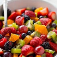 Fruit salad · Variety of chopped fruit.