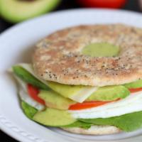 Two egg white on a roll or whole wheat bagel · Egg without yolk.