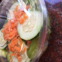 81. Rano's House Green Salad · Ice berg lettuce , tomatos,onion, cucumber ,carrot, green paper, boil egg, and your choice f...
