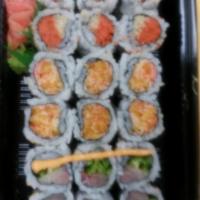 C8. Spicy Combo · Spicy California roll, yellowtail and tuna roll.