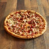 Meat Lovers Pizza · Brick oven pie with pepperoni, sausage. Meal boll, bacon and ham.