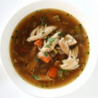 Chicken Soup · homemade chicken stock with carrots, onion and celery