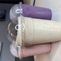 16oz Fit & Slim Protein Packed Smoothie · Our base smoothie comes with unsweetened almond milk, blueberries,  isolate vanilla whey pro...
