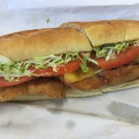 Chicken Cutlet · Chicken cutlet, lettuce, tomato, cheese and mayo on Hero.