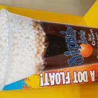 Orange Float · Orange Crush Soda topped with delicious Vanilla Dippin Dots ice cream!