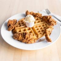 Chicken 'n' Waffles  · Maple syrup, honey butter.