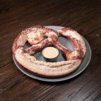 Giant Pretzel (V) · with Swiss Cheese Dip + Pimento Cheese