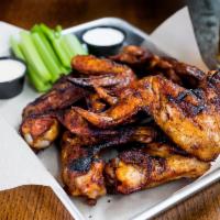 Famous Smoked Whole Wings (GF) · Three or Six Whole Wings. Dry Rubbed, Smoked and Grilled. 