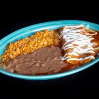 Kids Cheese Enchilada Plate · Cheese for the enchilada, comes with rice and beans. 