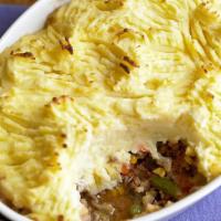 Shepherd's Pie · Made with ground beef, aromatic vegetables, topped with mashed potatoes
