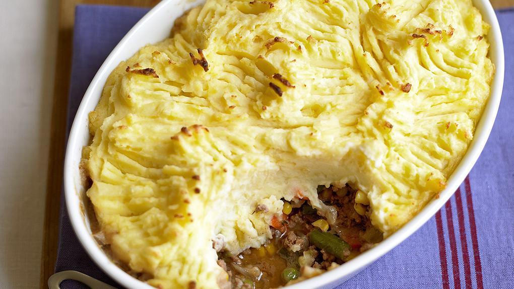 Shepherd's Pie · Made with ground beef, aromatic vegetables, topped with mashed potatoes